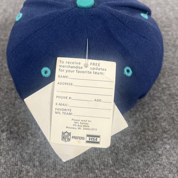 Vintage Miami Dolphins Hat Cap Strap Back Mens Blue NFL Football Script 90s - Picture 5 of 12